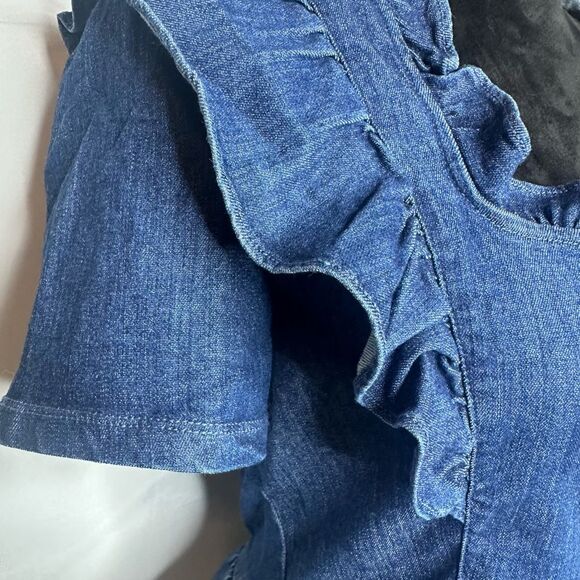 Story On Ruffled Denim CropTop Size L NWT - Picture 12 of 15